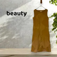 【beauty】ノースリーブ ひざ丈ワンピース ベージュ