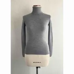 無印 首のチクチクを抑えた リブ タートルネック セーター 洗える S グレー