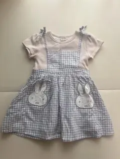 プティマイン　petit main ミッフィー　チェック柄ワンピース 90cm