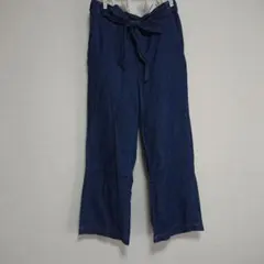 う*P様 共布ベルト付き デニム風ワイドパンツ