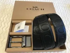 新品コーチCOACHシグネチャーフリーサイズリバーシブルベルトギフト箱