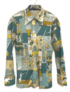 70s Vintage 長袖ポリシャツ　昭和レトロ レディース