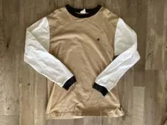 【Champion】チャンピオン 長袖カットソー ベージュ×ホワイト