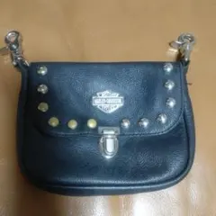 ハーレーダビッドソン レザー スタッズ ウエストバッグ バイカーズ 黒