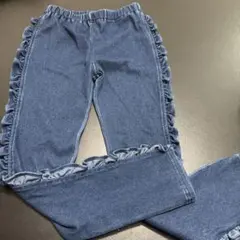 フリルデザイン デニム風スパッツ