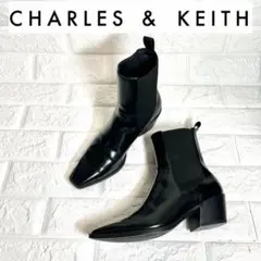 【美品】CHARLS&KEITHレザー サイドゴアブーツ ショートブーツ