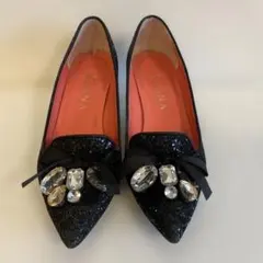 ダイアナ　DIANA パンプス　ローヒール　ビジュー　ラメ　キラキラ　22.5
