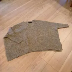 Azul by moussy グレー Vネック 五分袖ニット S