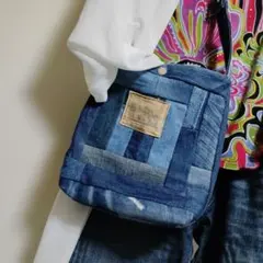 デニムリメイクパッチワークショルダー