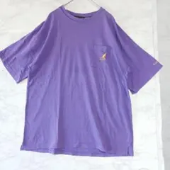 KANGOL ポケット 半袖 Tシャツ 紫 M 刺繍 ロゴ ゆったりのサムネイル