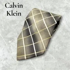 【良品】Calvin Klein ネクタイ チェック柄 シルク100% グレー系のサムネイル