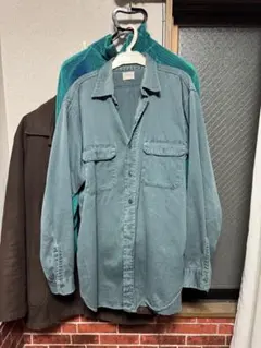 Sears 50s 60sグリーン　緑　シャツ　猫目ボタン　100%コットンのサムネイル