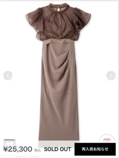ブラウン フリル付きロングドレス【アリエク】のサムネイル