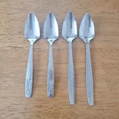 ⑪昭和レトロ　グレープフルーツ用スプーン4本セット　ギザギザスプーン
