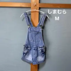しまむら　オーバーオール　ショートパンツ デニム