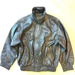 ★美品 90s SEAHOP CLUB 高級牛革リアルレザージャケット M 黒