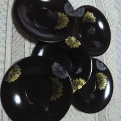 漆塗り 花柄 茶托 5枚セット輪島塗のようです。