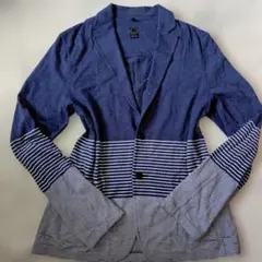 T-JACKET ティージャケット ニットテーラードジャケット ブルー 伸縮性のサムネイル