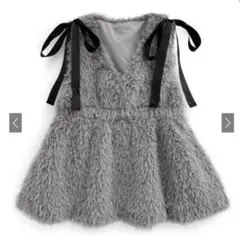 Vネックリボンファーペプラムチュニック[gn333] GRL Fサイズ