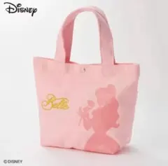【新品】ディズニー　ベル　ミニ　トート　バッグ　刺繍ロゴ　ラメプリント