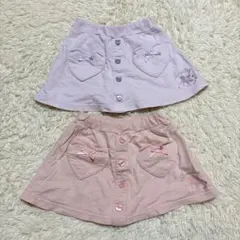 バースデイ ユニコーン ハートボタン リボン ハーフパンツ キュロット 110