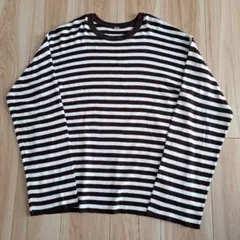 美品　Mila Owen　ミラオーウェン　長袖シャツ　ボーダー　ブラウン　フリー