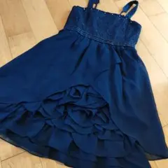 ネイビー フリル付き ノースリーブ ワンピース　アクシーズ
