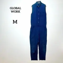グローバルワーク デニム オールインワン ブルー 『M』 ノースリーブ コットン