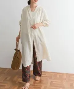 極美品✨定価１.２万❤️　麻　ナチュラル　ドアーズ　リネンギャザーワンピース