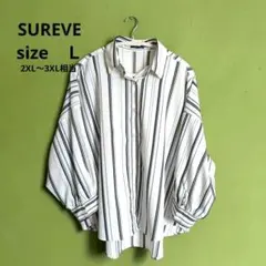 SUREVE ストライプ柄 オーバーサイズ シャツ Ｌ（2XL〜3XL相当）美品のサムネイル