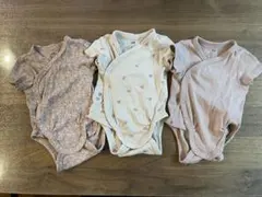 h&m　コットン花柄ベビー肌着3点セット