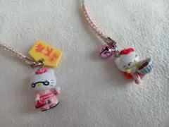 【ゆうパケット】ハローキティ 根付け　2個セット 和服デザイン
