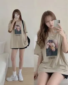 Ray Cassin/オーバーサイズ半袖Tシャツ/ベージュ/サイズフリーのサムネイル