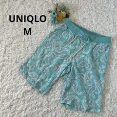 ユニクロ　ペイズリー柄　ハーフパンツ　メンズ　ライトブルー　水色　M