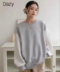 シーイン　SHEINLESS バイカラー　グレー　ホワイト　トレーナー