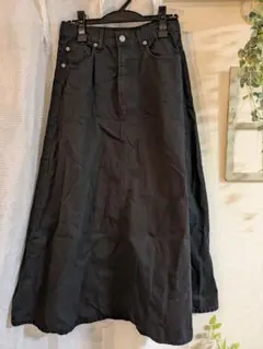 グローバルワーク　デニム ブラック フレアロングスカート L