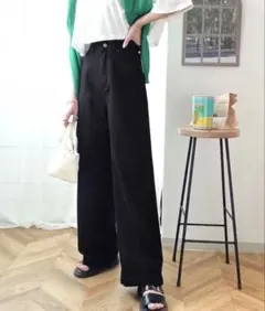 classical elfクラシカルエルフ　ワイドパンツ　デニム　ブラック　M