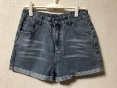SHEIN★デニムブルー ダメージ加工 ショートパンツ(L)