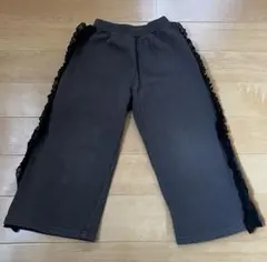 リセマイン　フリル付きワイドパンツ　120　裏起毛　チャコール　グレー