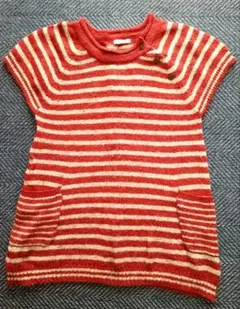 赤と白のストライプ ニット