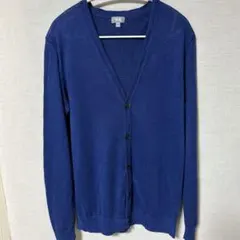 UNIQLO メンズ Vネックカーディガン ブルー　リネン　サマーニットのサムネイル