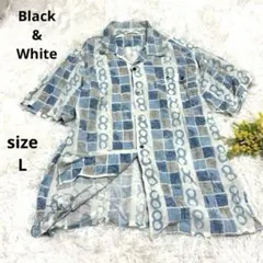 Black&White 半袖シャツ スポーツウェア メンズ ゴルフ 青 【L】