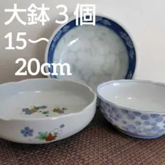 陶器製 大鉢 サラダボウル 有田焼他 丼 器 ３個セット 花柄 白いお皿 食器