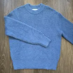 ショコラフィネローブ ニット フリーサイズ サックス ブルー 水色 レディース