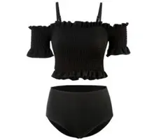 水着レディースフリルハイウエストスプリットビキニ水着5