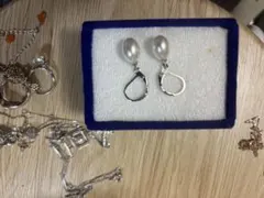 パールドロップイヤリング シルバー製