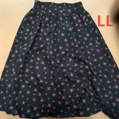 花柄フレアスカート ブラック　LLサイズ　しまむらのサムネイル