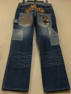 バンソン TOM＆JERRY トムとジェリー刺繍 デニムパンツ インディゴ 30のサムネイル