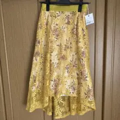 ミリオンカラッツ 花柄2wayレーススカート イエロー M