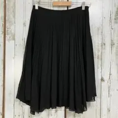 エッシュ☆日本製☆プリーツスカート ひざ丈 フレア 大きめサイズ 42 XL 黒のサムネイル
